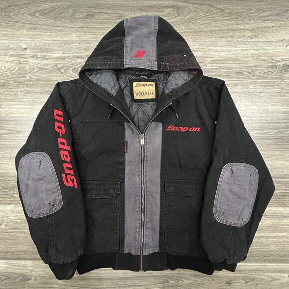 Vintage Snap-on Tools Jacket Mens Large Workwear Canvas Quilted Full Zip 90s - Picture 1 of 7